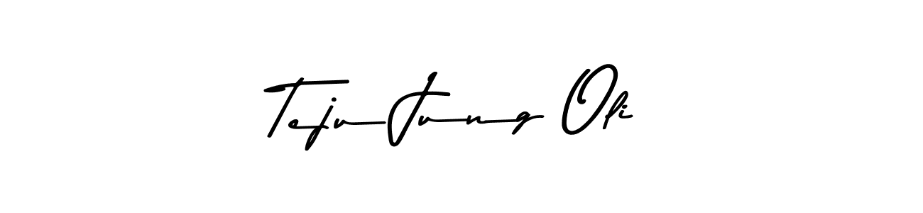 You should practise on your own different ways (Asem Kandis PERSONAL USE) to write your name (Teju Jung Oli) in signature. don't let someone else do it for you. Teju Jung Oli signature style 9 images and pictures png