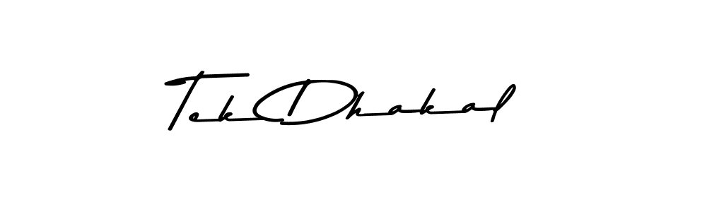 How to make Tek Dhakal name signature. Use Asem Kandis PERSONAL USE style for creating short signs online. This is the latest handwritten sign. Tek Dhakal signature style 9 images and pictures png