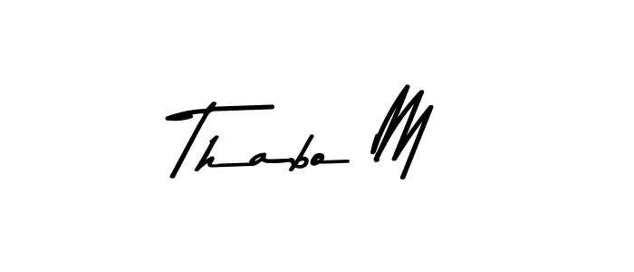 How to make Thabo M name signature. Use Asem Kandis PERSONAL USE style for creating short signs online. This is the latest handwritten sign. Thabo M signature style 9 images and pictures png