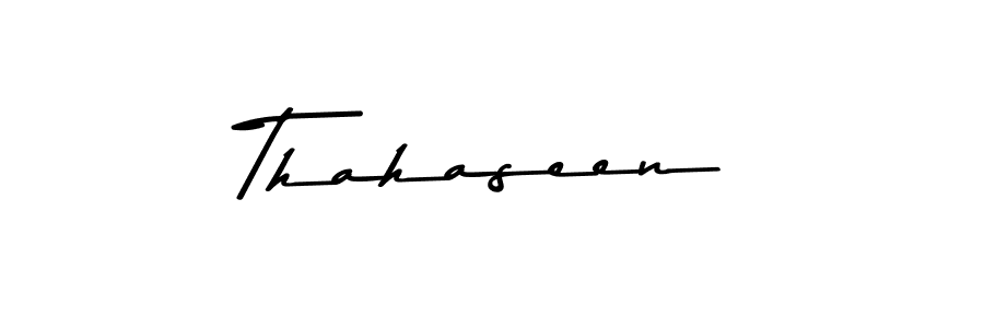 Make a beautiful signature design for name Thahaseen. With this signature (Asem Kandis PERSONAL USE) style, you can create a handwritten signature for free. Thahaseen signature style 9 images and pictures png