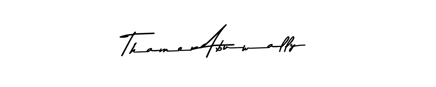 Here are the top 10 professional signature styles for the name Thamer Abuwally. These are the best autograph styles you can use for your name. Thamer Abuwally signature style 9 images and pictures png