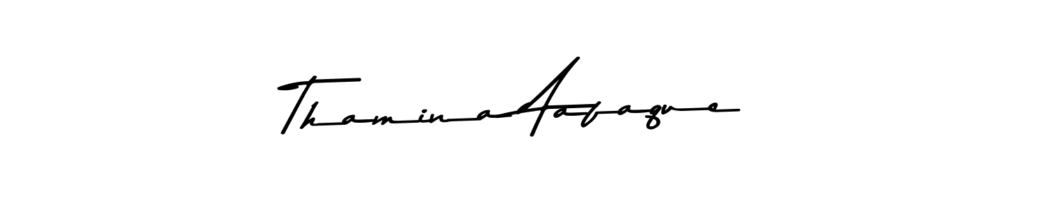Make a beautiful signature design for name Thamina Aafaque. With this signature (Asem Kandis PERSONAL USE) style, you can create a handwritten signature for free. Thamina Aafaque signature style 9 images and pictures png