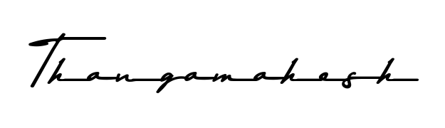 Quickly download Thangamahesh name signature in high-resolution PNG using Asem Kandis PERSONAL USE style. Ready to insert into PDFs and online applications. Thangamahesh signature style 9 images and pictures png
