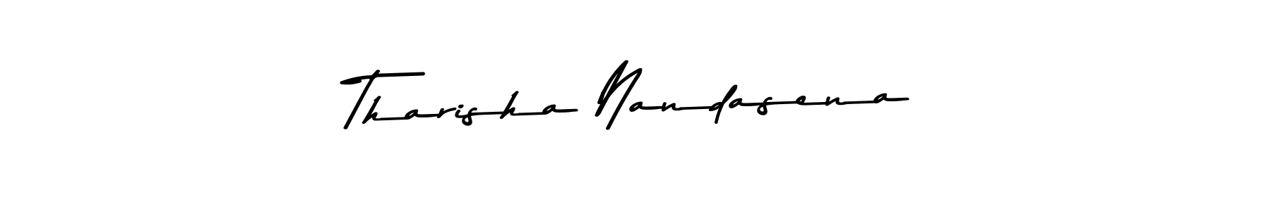 How to make Tharisha Nandasena name signature. Use Asem Kandis PERSONAL USE style for creating short signs online. This is the latest handwritten sign. Tharisha Nandasena signature style 9 images and pictures png