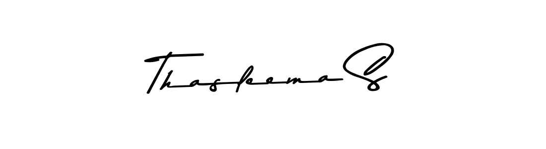 Make a beautiful signature design for name Thasleema S. With this signature (Asem Kandis PERSONAL USE) style, you can create a handwritten signature for free. Thasleema S signature style 9 images and pictures png