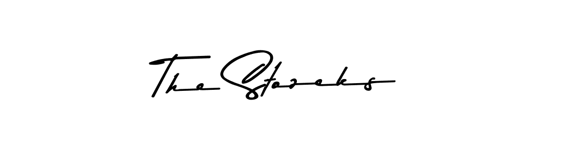 How to make The Stozeks name signature. Use Asem Kandis PERSONAL USE style for creating short signs online. This is the latest handwritten sign. The Stozeks signature style 9 images and pictures png