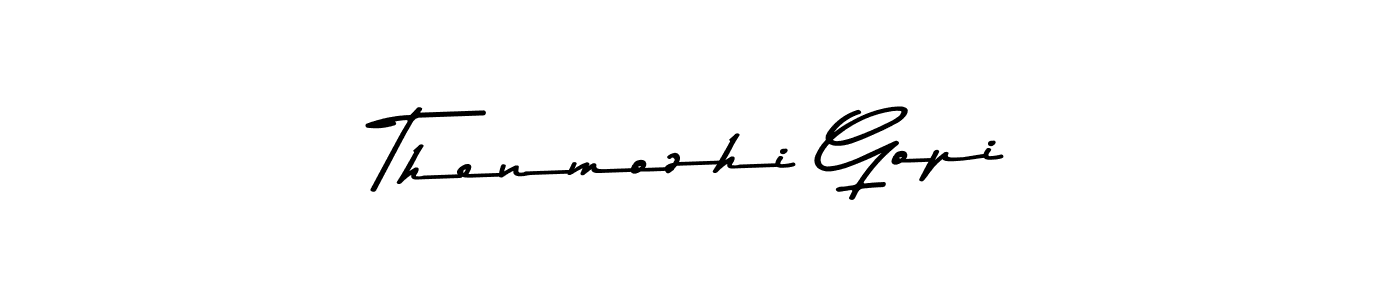Create a beautiful signature design for name Thenmozhi Gopi. With this signature (Asem Kandis PERSONAL USE) fonts, you can make a handwritten signature for free. Thenmozhi Gopi signature style 9 images and pictures png