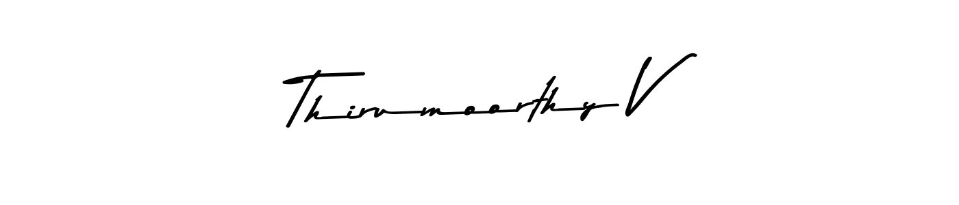How to make Thirumoorthy V name signature. Use Asem Kandis PERSONAL USE style for creating short signs online. This is the latest handwritten sign. Thirumoorthy V signature style 9 images and pictures png