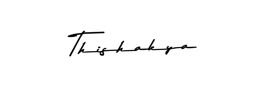 How to make Thishakya name signature. Use Asem Kandis PERSONAL USE style for creating short signs online. This is the latest handwritten sign. Thishakya signature style 9 images and pictures png