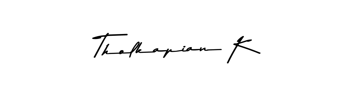 You should practise on your own different ways (Asem Kandis PERSONAL USE) to write your name (Tholkapian K) in signature. don't let someone else do it for you. Tholkapian K signature style 9 images and pictures png