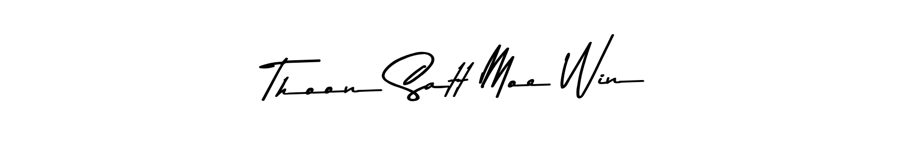 The best way (Asem Kandis PERSONAL USE) to make a short signature is to pick only two or three words in your name. The name Thoon Satt Moe Win include a total of six letters. For converting this name. Thoon Satt Moe Win signature style 9 images and pictures png