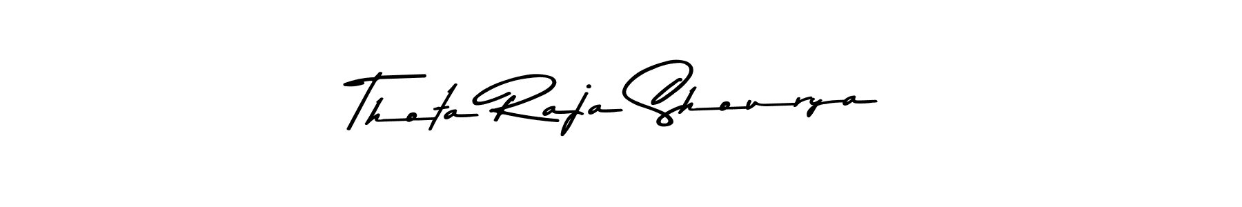 The best way (Asem Kandis PERSONAL USE) to make a short signature is to pick only two or three words in your name. The name Thota Raja Shourya include a total of six letters. For converting this name. Thota Raja Shourya signature style 9 images and pictures png