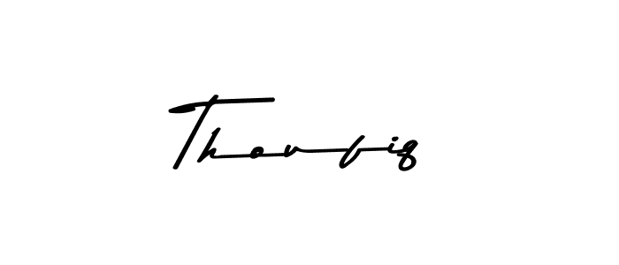 Make a beautiful signature design for name Thoufiq. With this signature (Asem Kandis PERSONAL USE) style, you can create a handwritten signature for free. Thoufiq signature style 9 images and pictures png