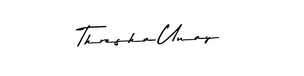 How to make Thresha Unay name signature. Use Asem Kandis PERSONAL USE style for creating short signs online. This is the latest handwritten sign. Thresha Unay signature style 9 images and pictures png