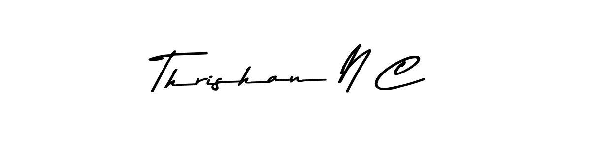 How to make Thrishan N C name signature. Use Asem Kandis PERSONAL USE style for creating short signs online. This is the latest handwritten sign. Thrishan N C signature style 9 images and pictures png