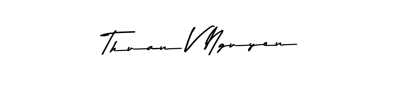 Create a beautiful signature design for name Thuan V Nguyen. With this signature (Asem Kandis PERSONAL USE) fonts, you can make a handwritten signature for free. Thuan V Nguyen signature style 9 images and pictures png