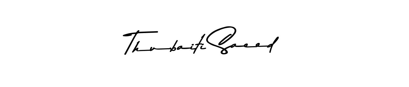 Create a beautiful signature design for name Thubaiti Saeed. With this signature (Asem Kandis PERSONAL USE) fonts, you can make a handwritten signature for free. Thubaiti Saeed signature style 9 images and pictures png