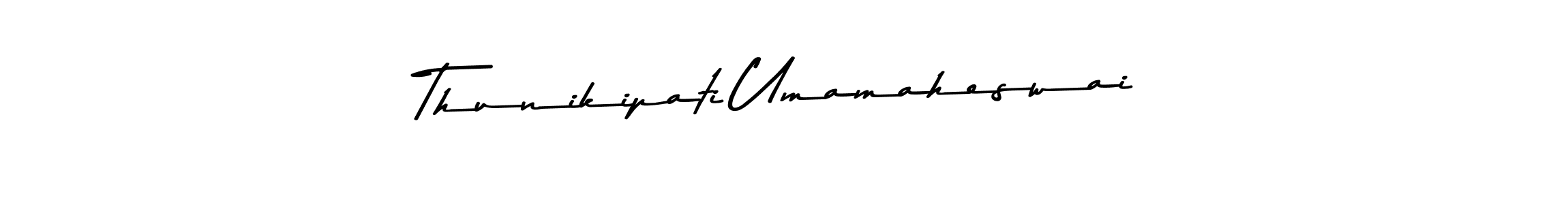 You should practise on your own different ways (Asem Kandis PERSONAL USE) to write your name (Thunikipati Umamaheswai) in signature. don't let someone else do it for you. Thunikipati Umamaheswai signature style 9 images and pictures png