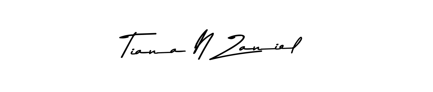 Create a beautiful signature design for name Tiana N Zaniel. With this signature (Asem Kandis PERSONAL USE) fonts, you can make a handwritten signature for free. Tiana N Zaniel signature style 9 images and pictures png