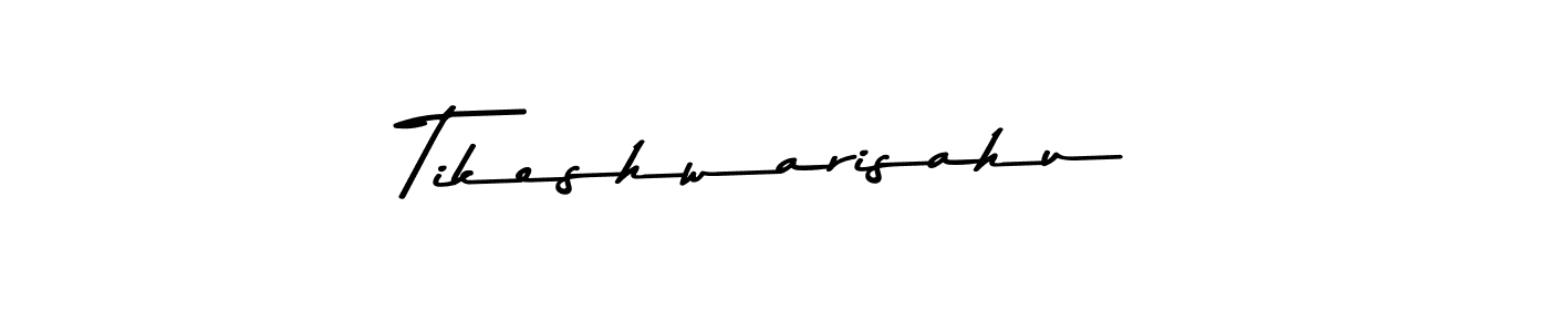 How to make Tikeshwarisahu name signature. Use Asem Kandis PERSONAL USE style for creating short signs online. This is the latest handwritten sign. Tikeshwarisahu signature style 9 images and pictures png