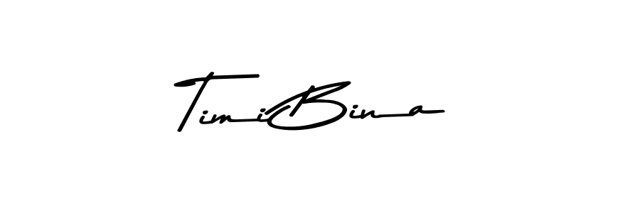 How to make Timi Bina name signature. Use Asem Kandis PERSONAL USE style for creating short signs online. This is the latest handwritten sign. Timi Bina signature style 9 images and pictures png