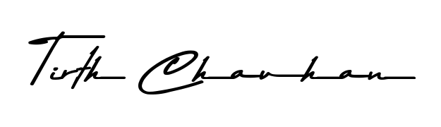 Master the art of signing with Tirth Chauhan written in fluent Asem Kandis PERSONAL USE script. A great template to practice and refine your handwriting. Tirth Chauhan signature style 9 images and pictures png