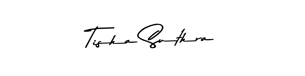 How to make Tisha Suthra name signature. Use Asem Kandis PERSONAL USE style for creating short signs online. This is the latest handwritten sign. Tisha Suthra signature style 9 images and pictures png