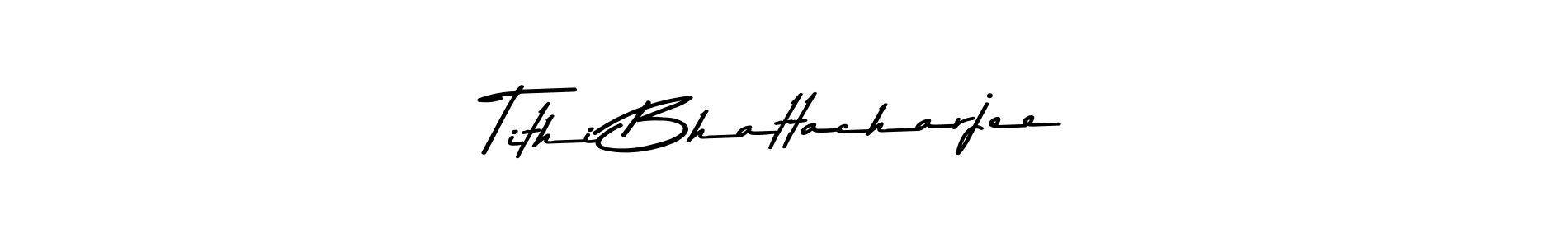 How to make Tithi Bhattacharjee name signature. Use Asem Kandis PERSONAL USE style for creating short signs online. This is the latest handwritten sign. Tithi Bhattacharjee signature style 9 images and pictures png