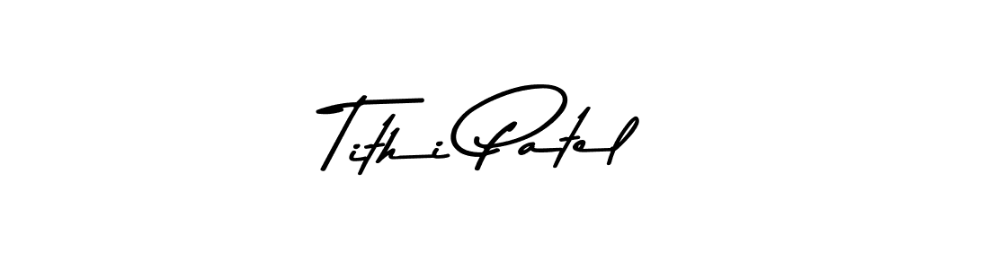 How to make Tithi Patel name signature. Use Asem Kandis PERSONAL USE style for creating short signs online. This is the latest handwritten sign. Tithi Patel signature style 9 images and pictures png