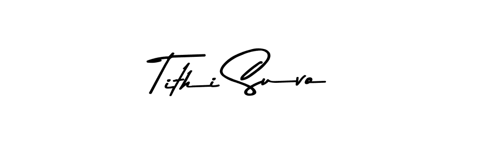 How to make Tithi Suvo name signature. Use Asem Kandis PERSONAL USE style for creating short signs online. This is the latest handwritten sign. Tithi Suvo signature style 9 images and pictures png