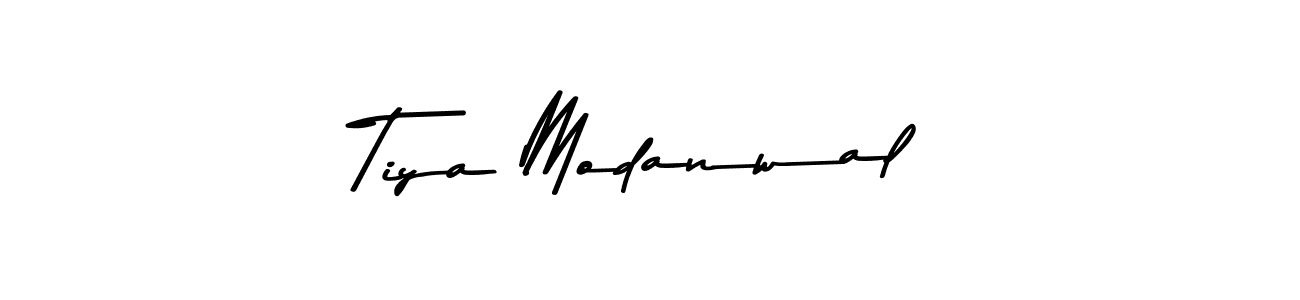 Create a beautiful signature design for name Tiya Modanwal. With this signature (Asem Kandis PERSONAL USE) fonts, you can make a handwritten signature for free. Tiya Modanwal signature style 9 images and pictures png