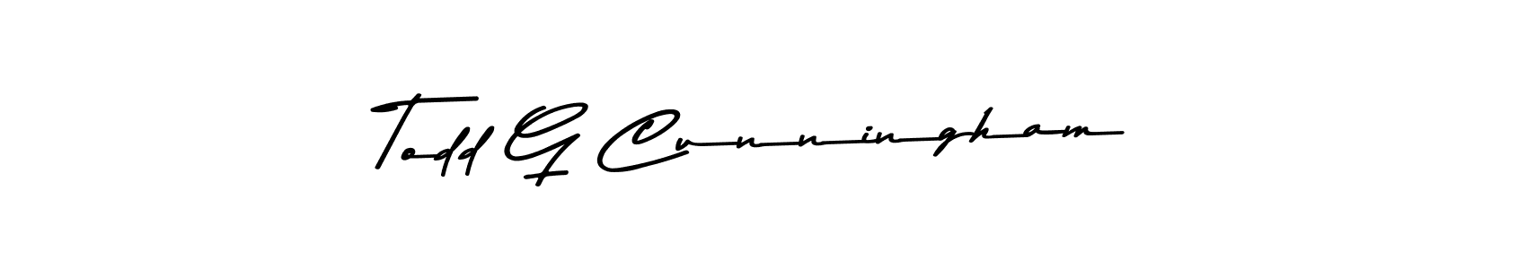 How to make Todd G Cunningham name signature. Use Asem Kandis PERSONAL USE style for creating short signs online. This is the latest handwritten sign. Todd G Cunningham signature style 9 images and pictures png