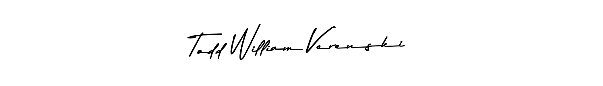 Create a beautiful signature design for name Todd William Verenski. With this signature (Asem Kandis PERSONAL USE) fonts, you can make a handwritten signature for free. Todd William Verenski signature style 9 images and pictures png