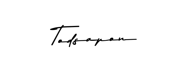 How to make Todsapon name signature. Use Asem Kandis PERSONAL USE style for creating short signs online. This is the latest handwritten sign. Todsapon signature style 9 images and pictures png