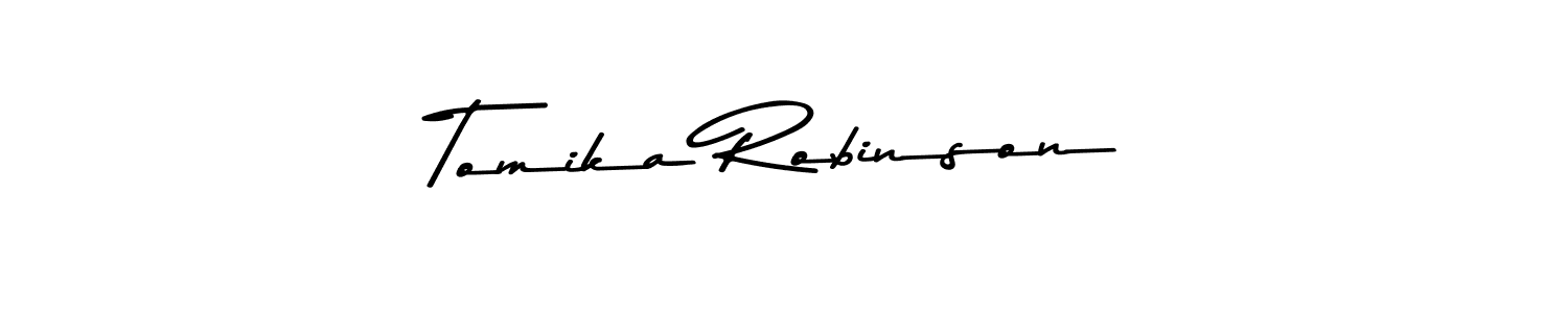 How to make Tomika Robinson name signature. Use Asem Kandis PERSONAL USE style for creating short signs online. This is the latest handwritten sign. Tomika Robinson signature style 9 images and pictures png