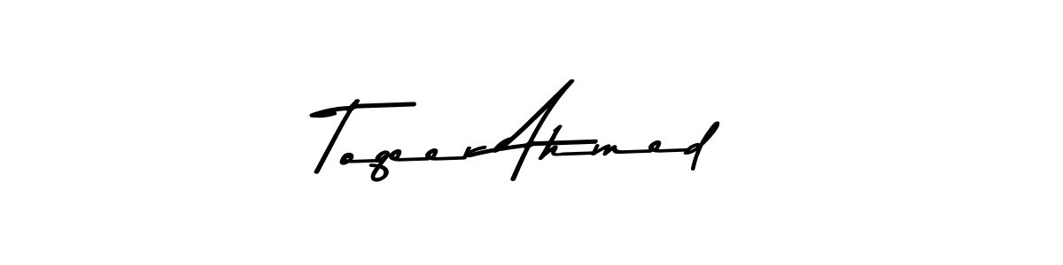 How to make Toqeer Ahmed name signature. Use Asem Kandis PERSONAL USE style for creating short signs online. This is the latest handwritten sign. Toqeer Ahmed signature style 9 images and pictures png