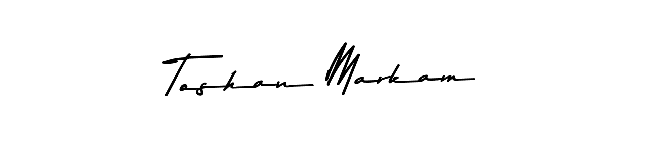 Make a beautiful signature design for name Toshan Markam. With this signature (Asem Kandis PERSONAL USE) style, you can create a handwritten signature for free. Toshan Markam signature style 9 images and pictures png