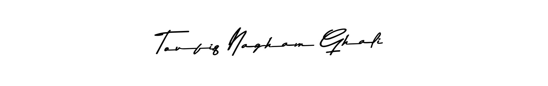 How to make Toufiq Nagham Ghali name signature. Use Asem Kandis PERSONAL USE style for creating short signs online. This is the latest handwritten sign. Toufiq Nagham Ghali signature style 9 images and pictures png