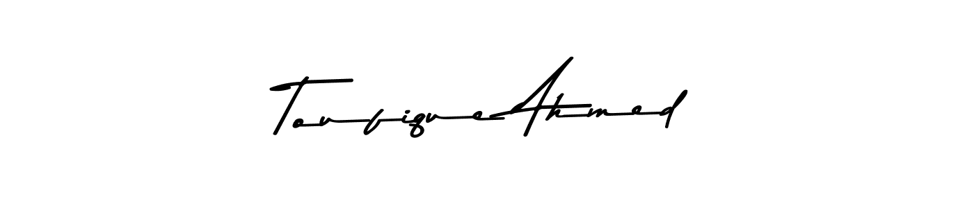 Create a beautiful signature design for name Toufique Ahmed. With this signature (Asem Kandis PERSONAL USE) fonts, you can make a handwritten signature for free. Toufique Ahmed signature style 9 images and pictures png