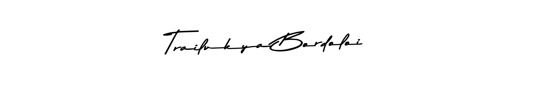 The best way (Asem Kandis PERSONAL USE) to make a short signature is to pick only two or three words in your name. The name Trailukya Bordoloi include a total of six letters. For converting this name. Trailukya Bordoloi signature style 9 images and pictures png