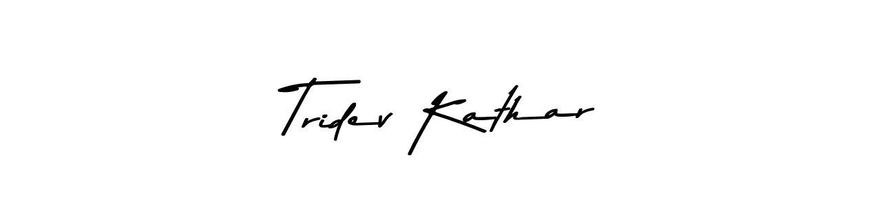 How to make Tridev Kathar name signature. Use Asem Kandis PERSONAL USE style for creating short signs online. This is the latest handwritten sign. Tridev Kathar signature style 9 images and pictures png