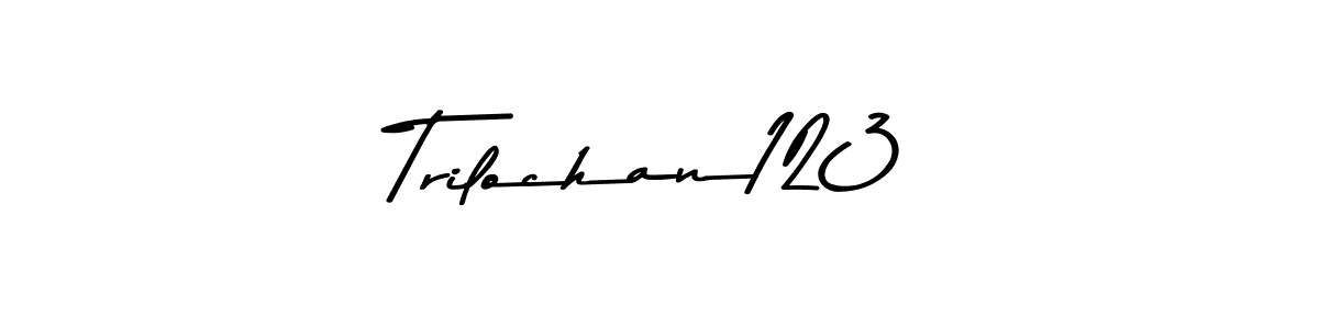 Create a beautiful signature design for name Trilochan123. With this signature (Asem Kandis PERSONAL USE) fonts, you can make a handwritten signature for free. Trilochan123 signature style 9 images and pictures png