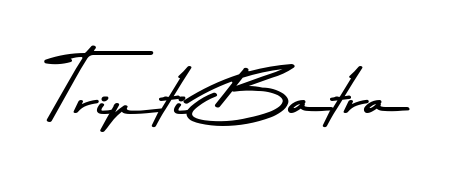 Try this chic Tripti Batra handwritten sign style. Using Asem Kandis PERSONAL USE font elements, it gives your name a sleek, memorable identity. Tripti Batra signature style 9 images and pictures png