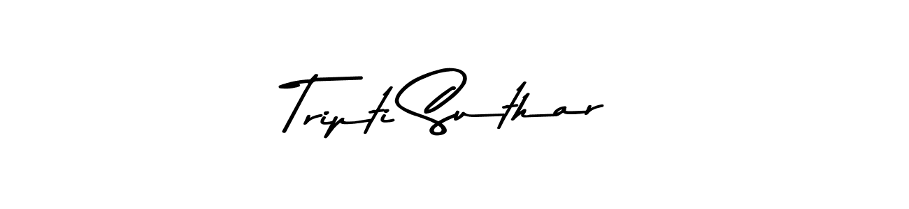 How to make Tripti Suthar name signature. Use Asem Kandis PERSONAL USE style for creating short signs online. This is the latest handwritten sign. Tripti Suthar signature style 9 images and pictures png