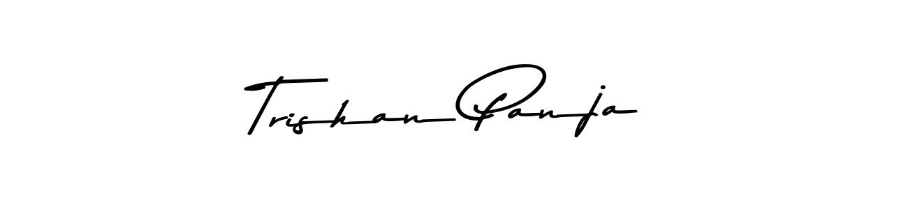 How to make Trishan Panja name signature. Use Asem Kandis PERSONAL USE style for creating short signs online. This is the latest handwritten sign. Trishan Panja signature style 9 images and pictures png