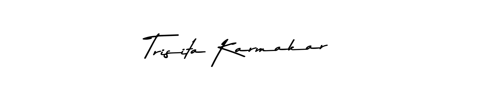 Make a beautiful signature design for name Trisita Karmakar. With this signature (Asem Kandis PERSONAL USE) style, you can create a handwritten signature for free. Trisita Karmakar signature style 9 images and pictures png