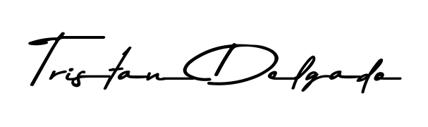 The Asem Kandis PERSONAL USE typeface gives name Tristan Delgado a refined look. Suitable for certificates, diplomas, and official verification. Tristan Delgado signature style 9 images and pictures png