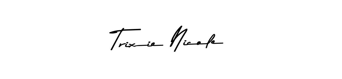 Make a beautiful signature design for name Trixie Nicole. With this signature (Asem Kandis PERSONAL USE) style, you can create a handwritten signature for free. Trixie Nicole signature style 9 images and pictures png