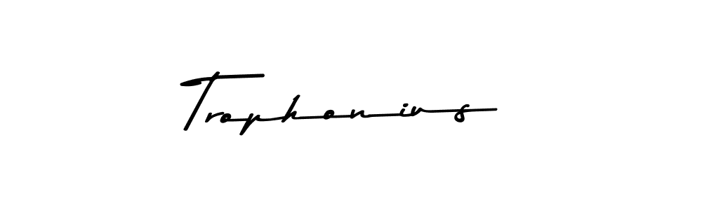 How to make Trophonius name signature. Use Asem Kandis PERSONAL USE style for creating short signs online. This is the latest handwritten sign. Trophonius signature style 9 images and pictures png
