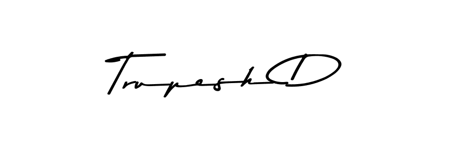 How to make Trupesh D name signature. Use Asem Kandis PERSONAL USE style for creating short signs online. This is the latest handwritten sign. Trupesh D signature style 9 images and pictures png